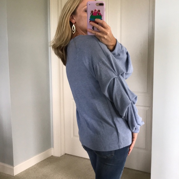 Slouchy Blue Tiered Sleeve Top - Picture 4 of 8